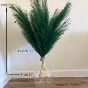 Tall Faux Pampas 43.5 Inches with 18 Branches Per Stem Emerald Green