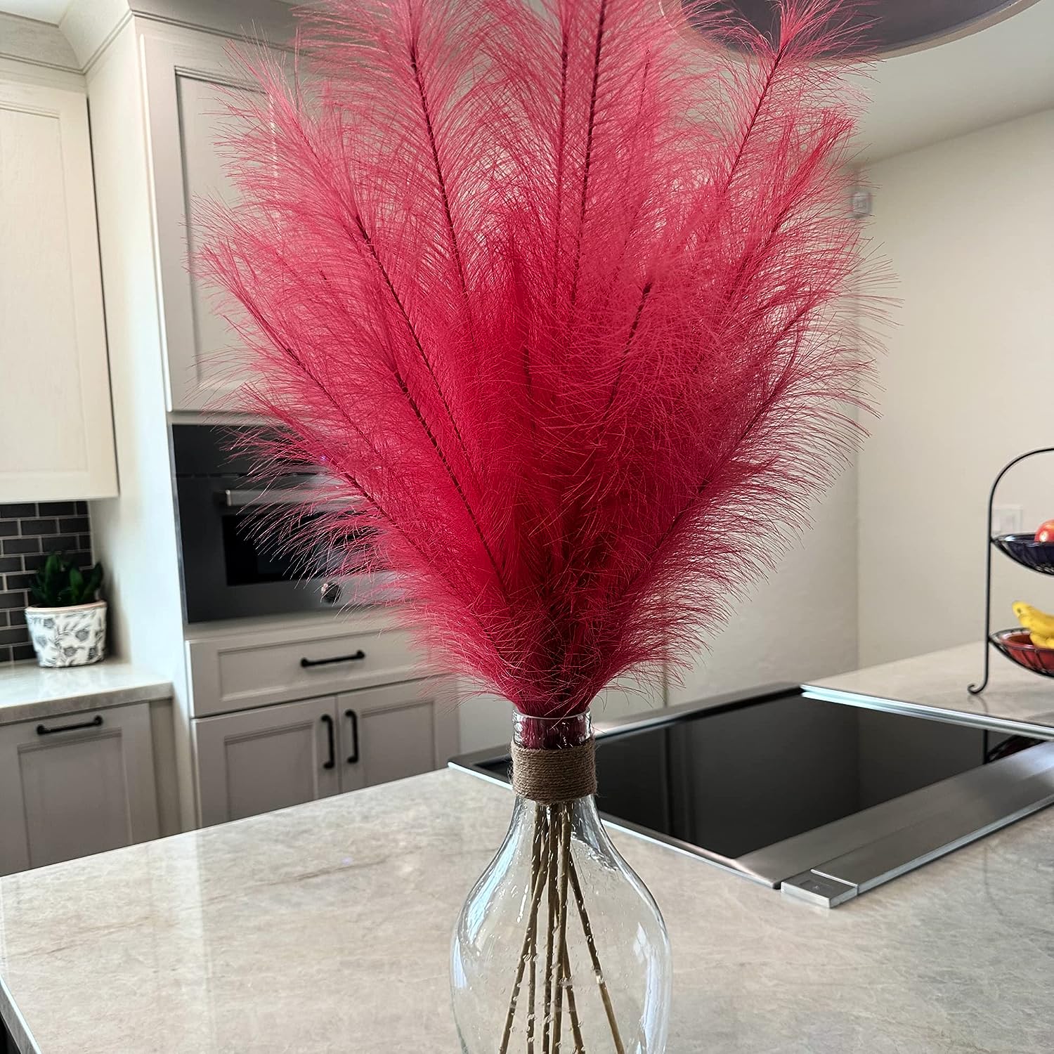 Tall Faux Pampas 43.5 Inches with 18 Branches Per Stem Magenta