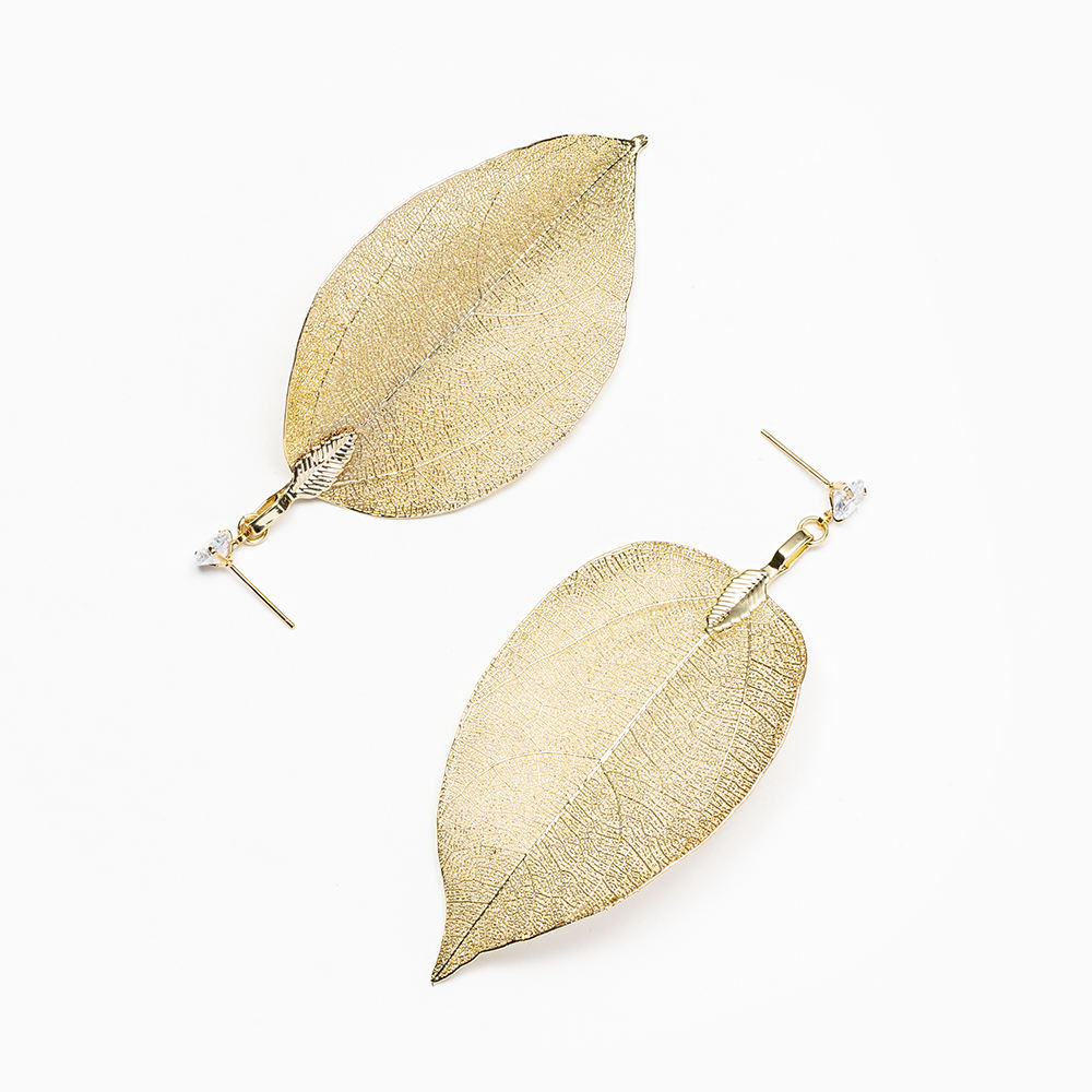 Zircon Leaf Droplet Earrings